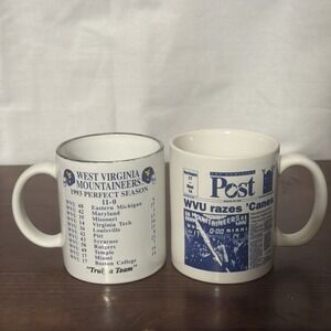 LOT OF 2 WEST VIRGINIA MOUNTAINEERS 1993 BIG EAST CHAMPS COFFEE MUGS